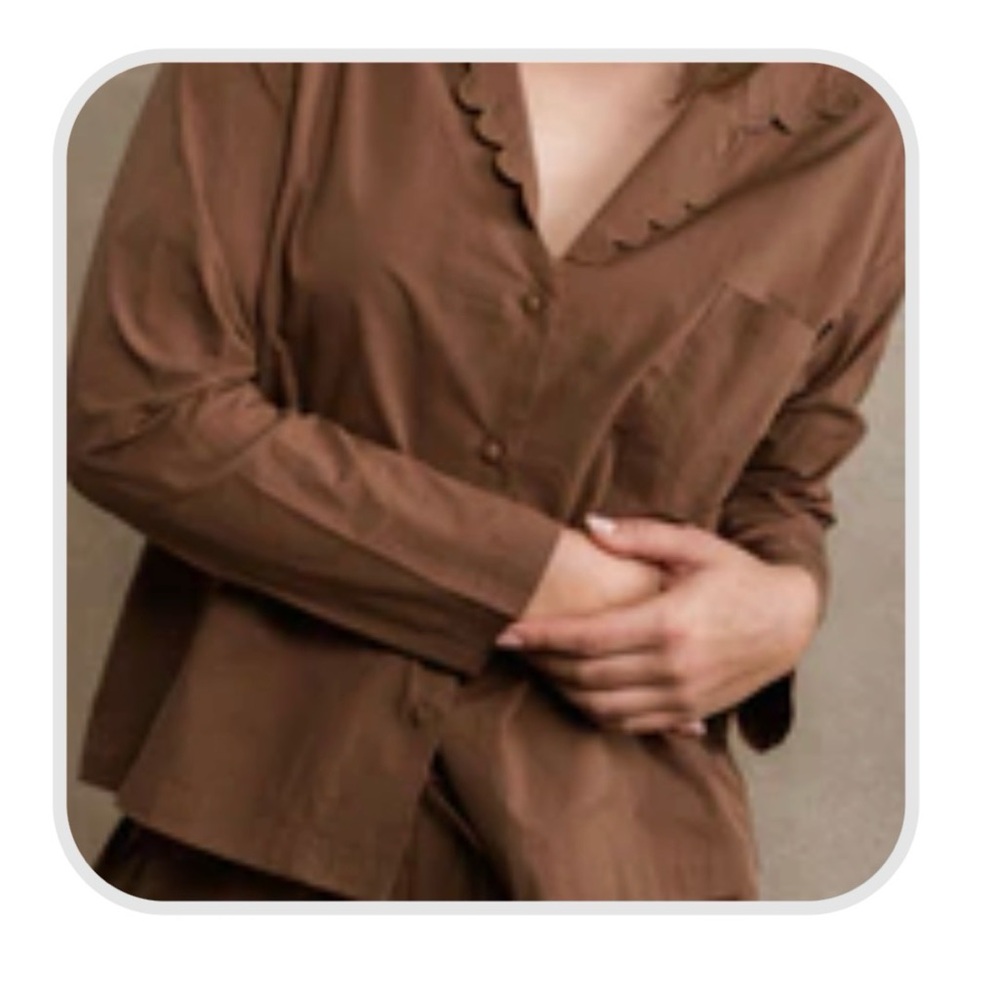 NEUFLORA Brown Button-Up PAJAMA SET